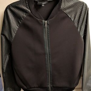 Elie Tahari faux leather bomber style jacket